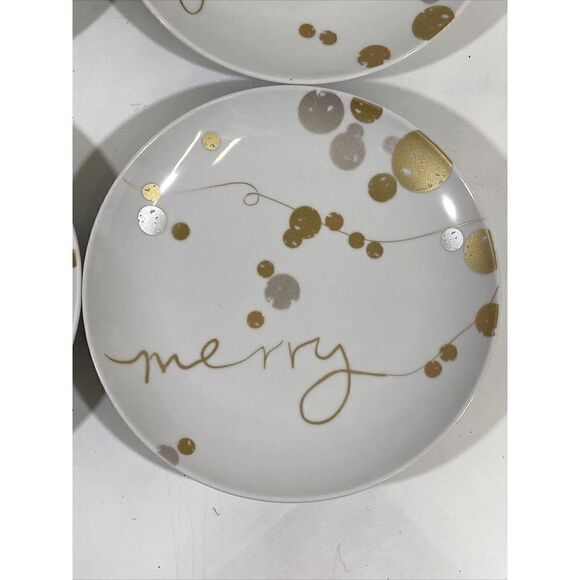 Paperproducts Design Kelly Ventura Appetizer Plate Set 4 Gold Silver Joy Peace - Picture 4 of 9